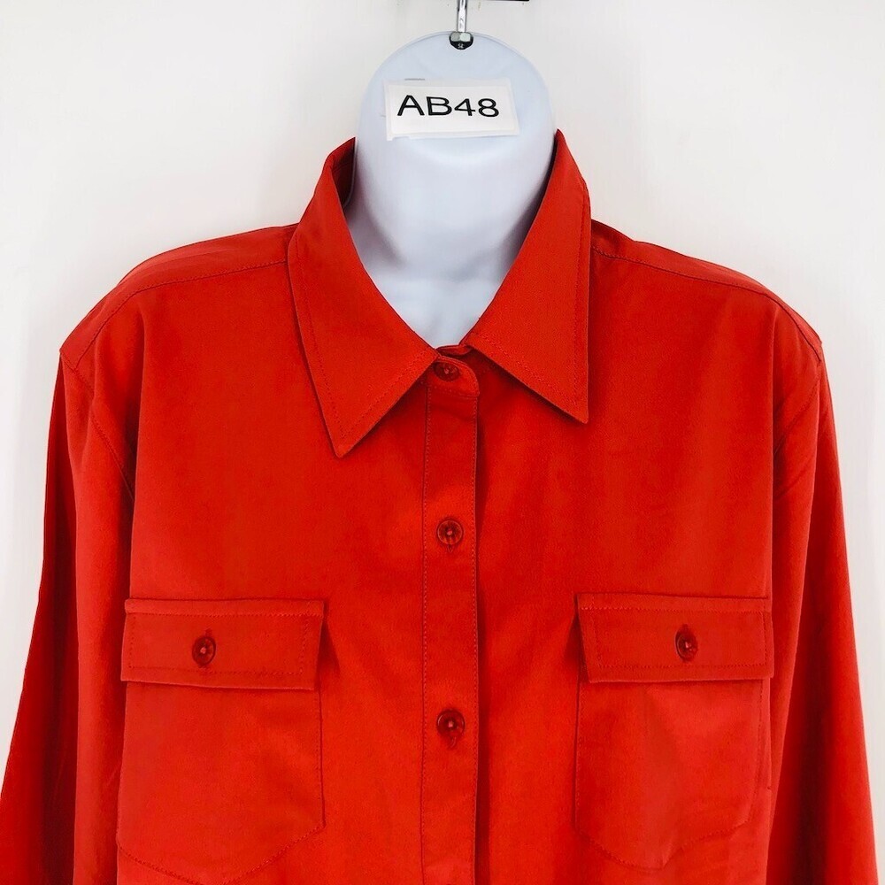 The North Face Women's Red Polyester Blend Long Sleeve Button Up Casual Shirt XL